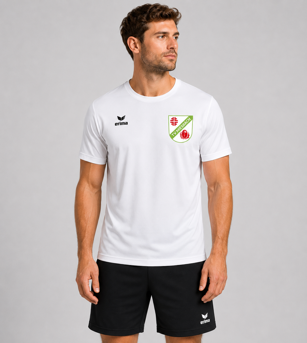 TV Miesbach Herrrn T-shirt aus baumwolle mit Vereinslogo vorne in weiss