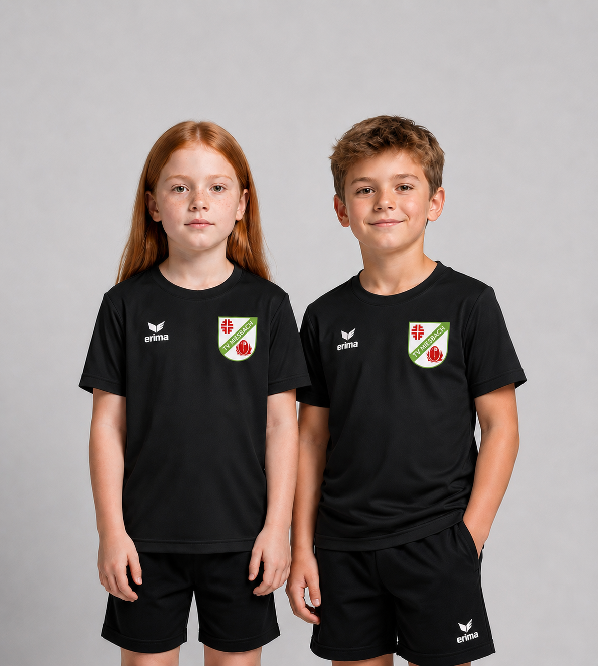 TV Miesbach Vereinsshirt in schwarz von Erima mit Logodruck vorne für Kinder - Unisex
