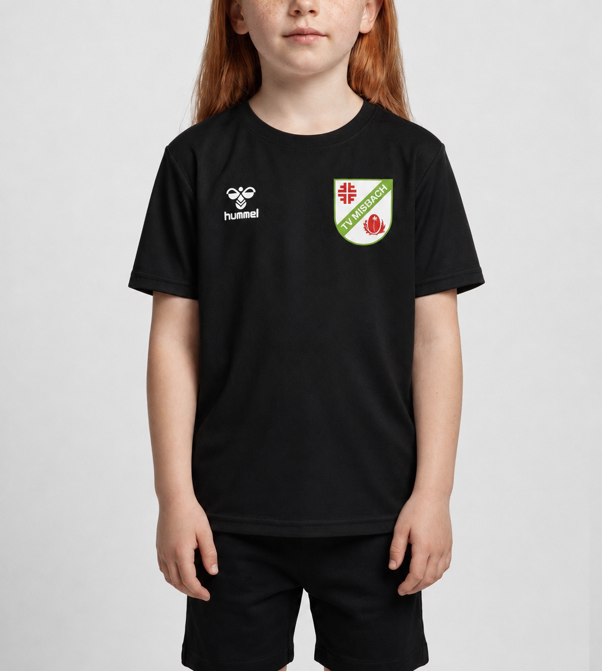 TV Miesbach Basics Funktionsshirt in schwarz von vorne mit Logo